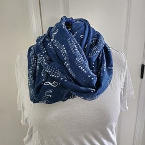 Blue Music Note Scarf